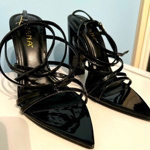 Liliana Strappy Heels, open toe, block heel. New